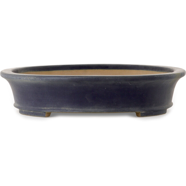 Pot à bonsaï ovale bleu par Seizan (Reihou, Kataoka Katsushi, maître four Seizan) - 505 x 395 x 80 mm