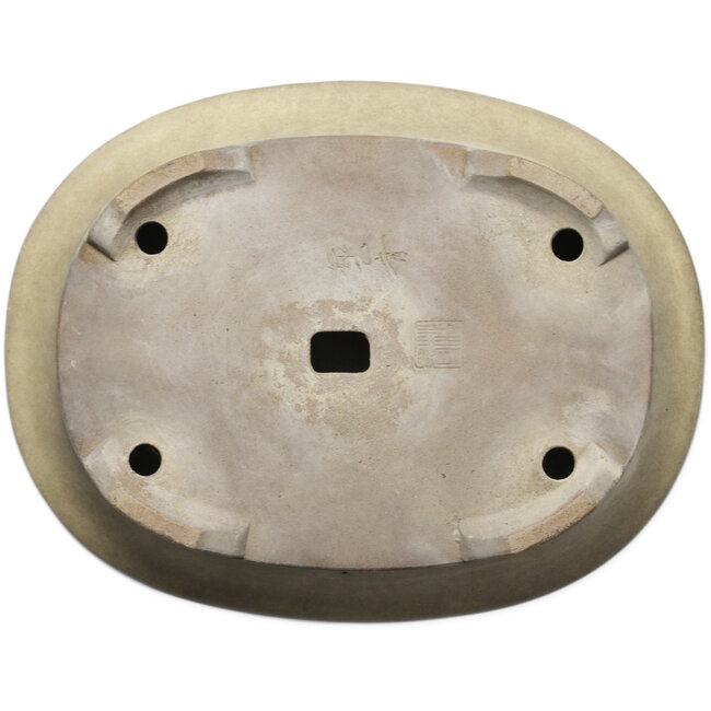 Ovale gebroken witte bonsaipot van Terahata Satomi Mazan - 405 x 315 x 93 mm