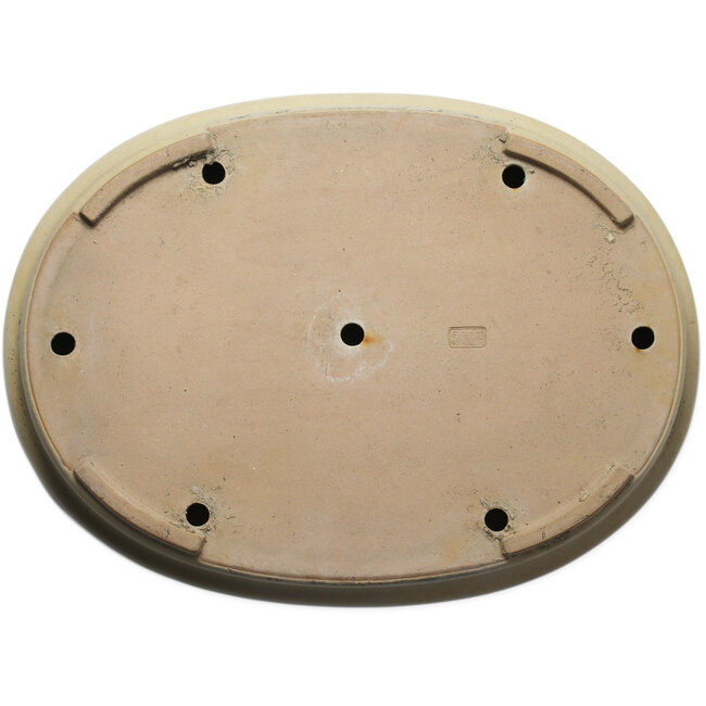 Pot à bonsaï ovale blanc cassé par Seizan (Reihou, Kataoka Katsushi, maître four Seizan) - 585 x 435 x 95 mm