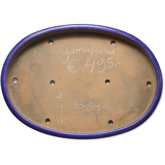 Pot ovale bleu pour bonsaï de Yamafusa - 550 x 400 x 62 mm