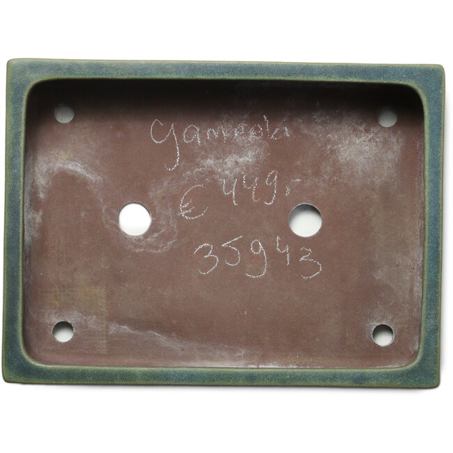 Rechteckiger grüner Bonsaitopf von Yamaaki Toshio (dritte Generation) – 372 x 277 x 78 mm
