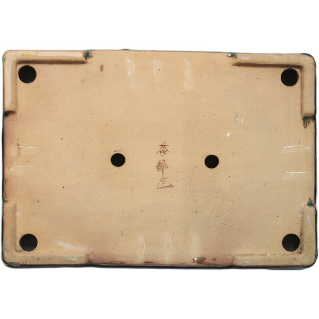 Pot à bonsaï rectangulaire vert de Shuhou - 475 x 333 x 80 mm