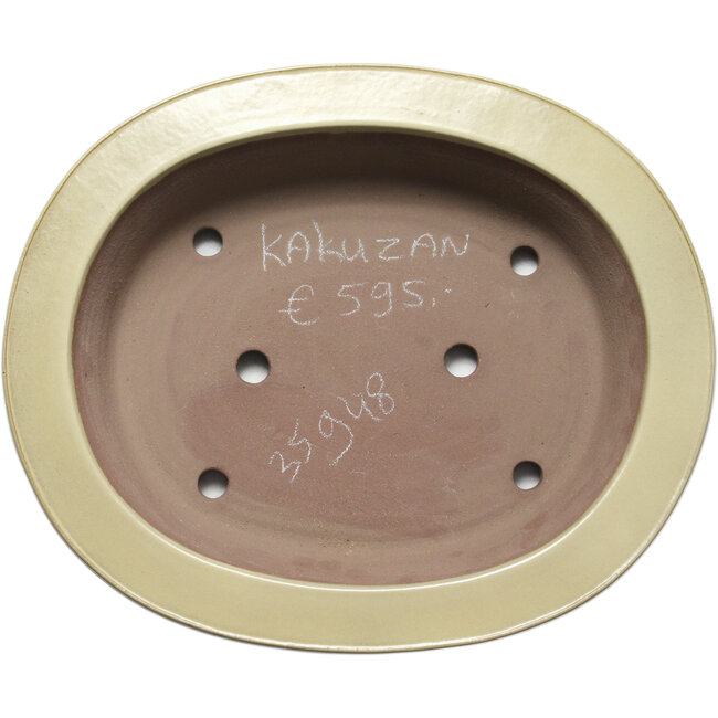 Vaso bonsai ovale bianco sporco di Kakuzan - 470 x 395 x 98 mm