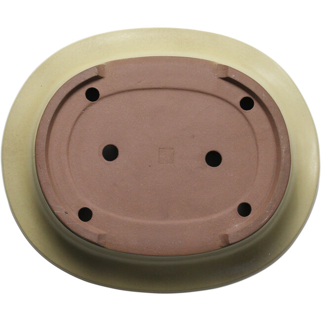 Oval off-white bonsai pot by Kakuzan - 470 x 395 x 98 mm