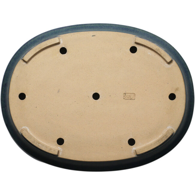 Ovale blauwe bonsaipot van Seizan (Reihou, Kataoka Katsushi, meester Seizan oven) - 515 x 400 x 80 mm