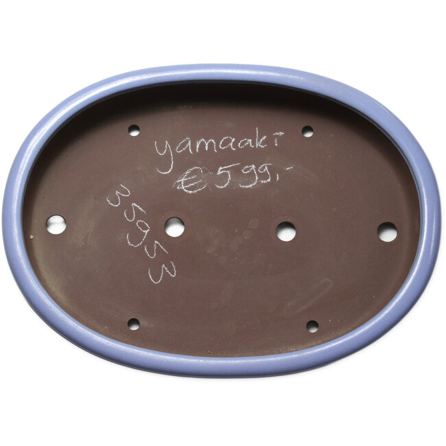 Vaso bonsai ovale blu di Yamaaki Toshio (terza generazione) - 565 x 420 x 85 mm