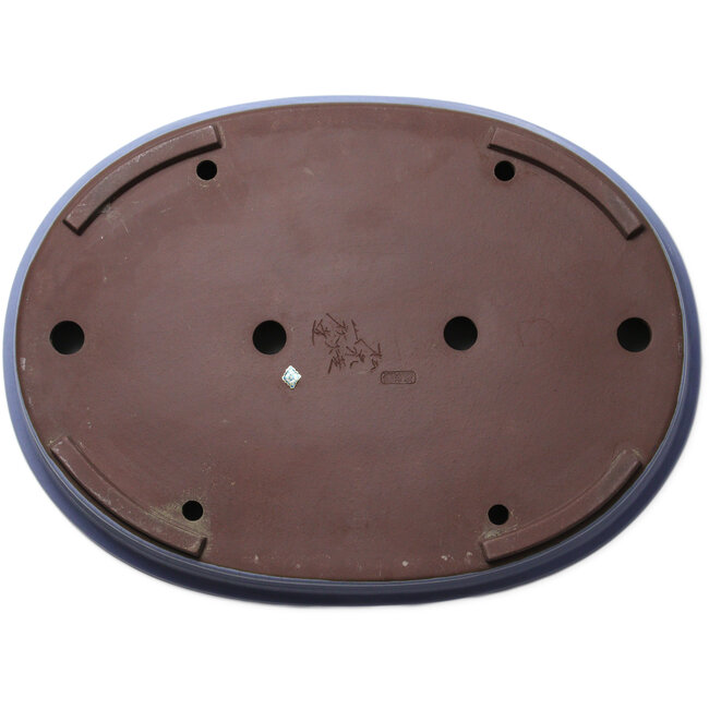 Oval blue bonsai pot by Yamaaki Toshio (third generation) - 565 x 420 x 85 mm
