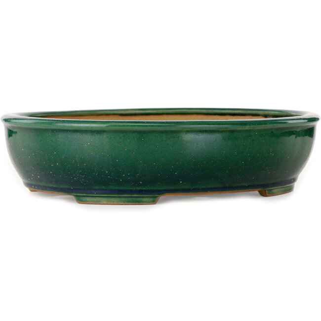 Oval green bonsai pot by Ikkou - 370 x 305 x 88 mm