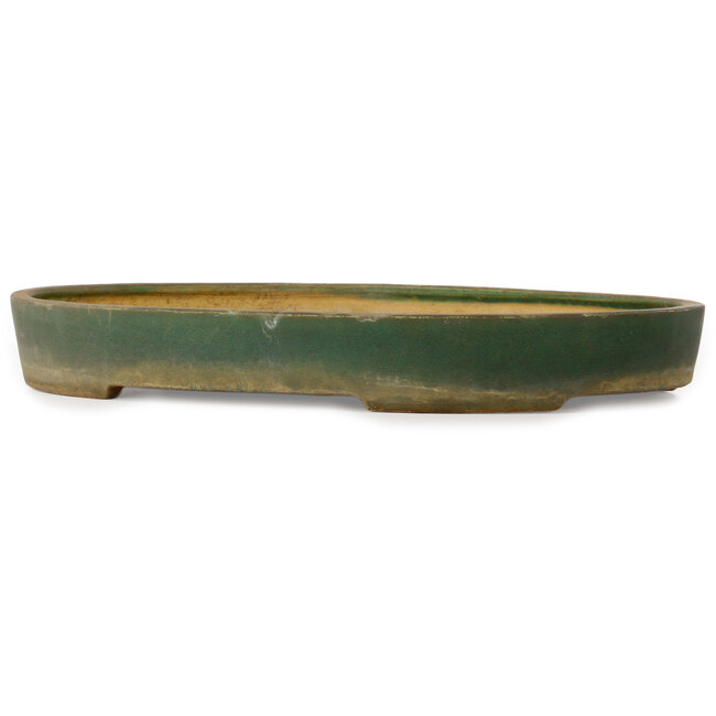Oval green bonsai pot by Shuhou - 538 x 360 x 65 mm