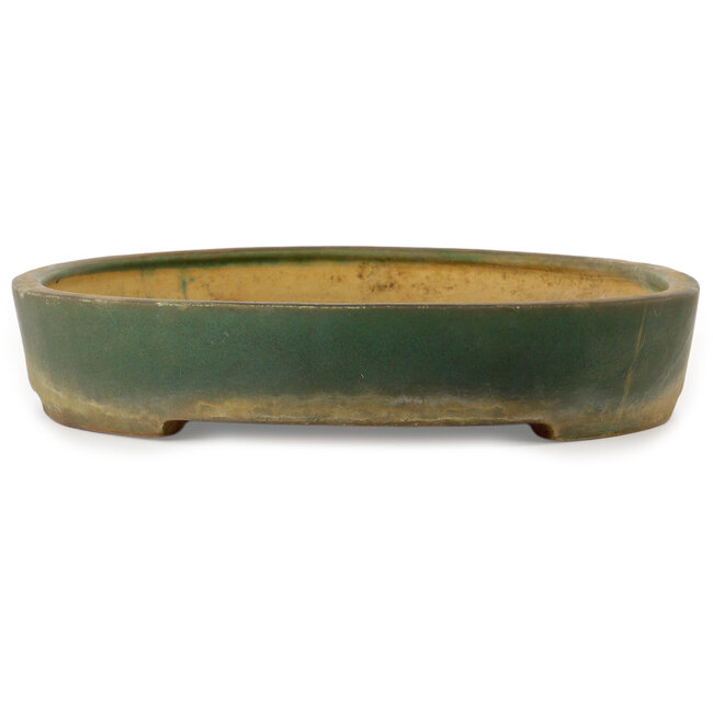 Oval green bonsai pot by Shuhou - 538 x 360 x 65 mm