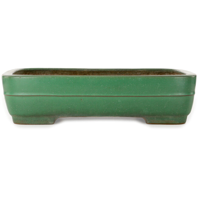 Maceta rectangular verde para bonsái de Yamafusa - 375 x 288 x 90 mm