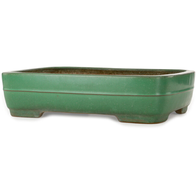 Rectangular green bonsai pot by Yamafusa - 375 x 288 x 90 mm