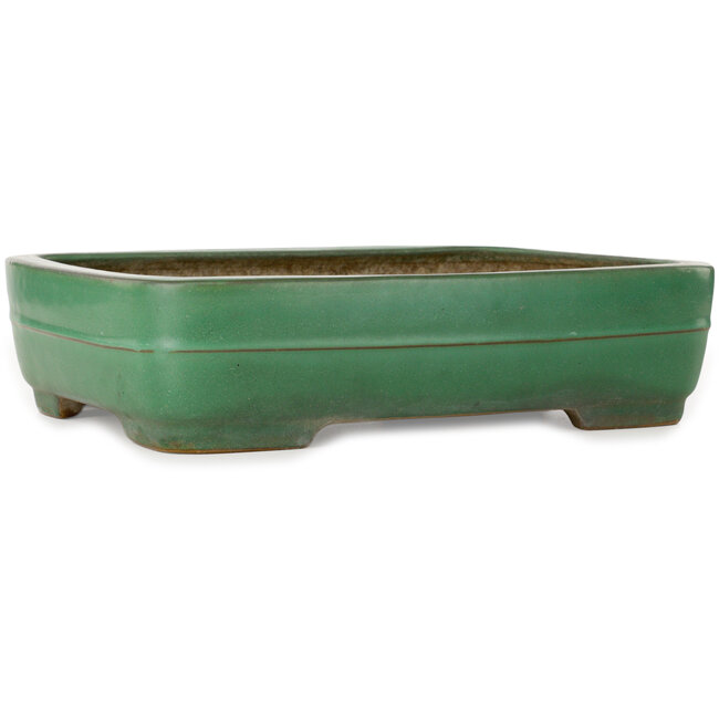 Vaso bonsai rettangolare verde di Yamafusa - 375 x 288 x 90 mm