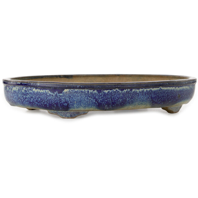 Pot ovale bleu pour bonsaï de Shuhou - 425 x 333 x 65 mm