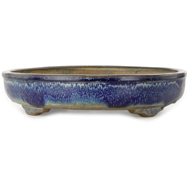Pot ovale bleu pour bonsaï de Shuhou - 425 x 333 x 65 mm