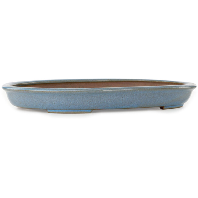 Pot à bonsaï ovale bleu par Seizan (Reihou, Kataoka Katsushi, maître four Seizan) - 453 x 325 x 52 mm