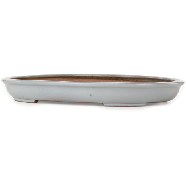 Oval blue bonsai pot by Seizan (Reihou, Kataoka Katsushi, master Seizan kiln) - 455 x 340 x 55 mm