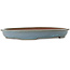 Oval blue bonsai pot by Seizan (Reihou, Kataoka Katsushi, master Seizan kiln) - 455 x 333 x 52 mm