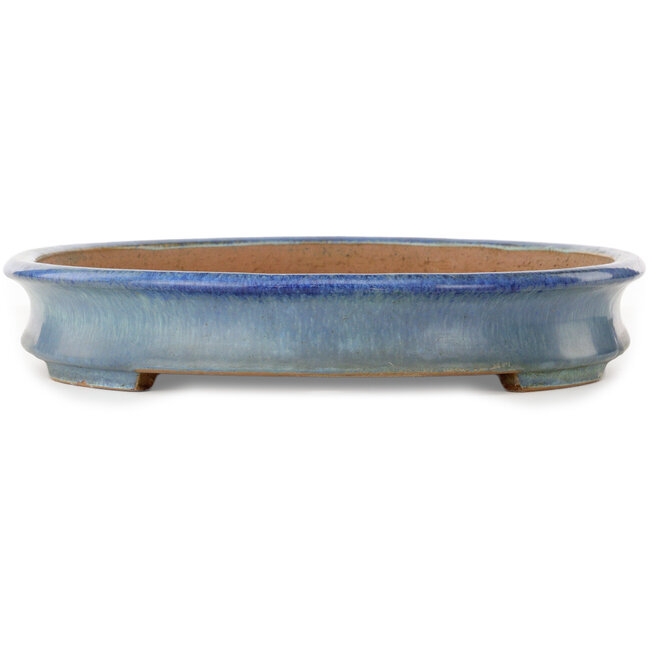 Oval blue bonsai pot by Yamafusa and Hosui - 463 x 355 x 60 mm