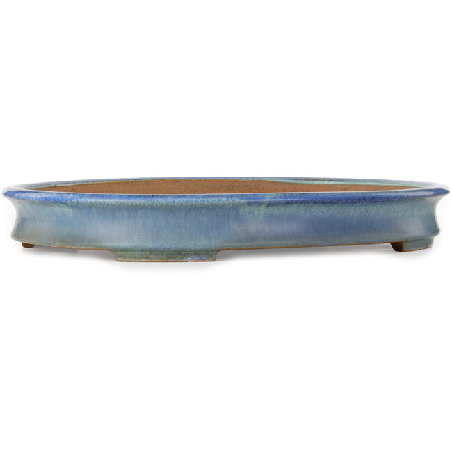Oval blue bonsai pot by Yamafusa and Hosui - 463 x 355 x 60 mm