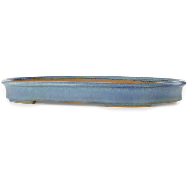Pot ovale bleu pour bonsaï de Yamafusa - 473 x 338 x 55 mm