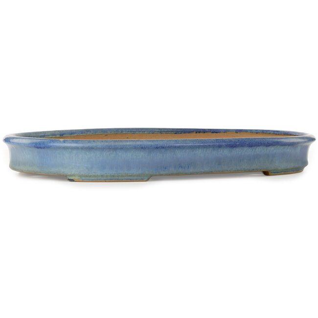 Pot ovale bleu pour bonsaï de Yamafusa - 473 x 338 x 55 mm
