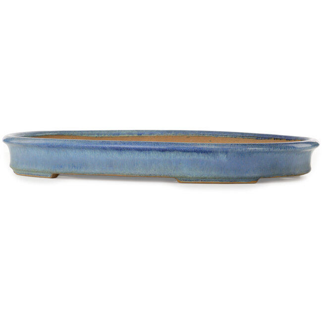 Oval blue bonsai pot by Yamafusa - 473 x 338 x 55 mm