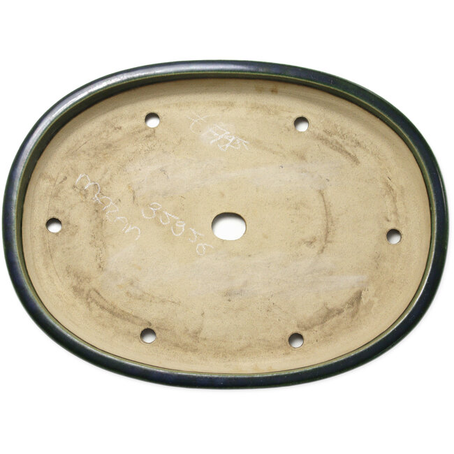 Maceta ovalada para bonsái verde de Terahata Satomi Mazan - 570 x 425 x 70 mm