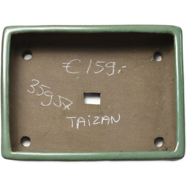 Pot à bonsaï rectangulaire vert de Taizan - 320 x 243 x 90 mm