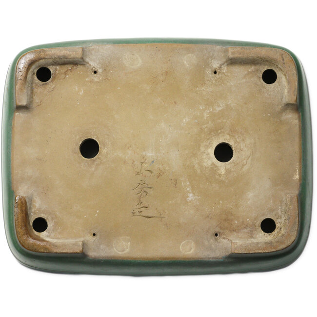 Pot à bonsaï rectangulaire vert de Yamafusa - 375 x 288 x 90 mm