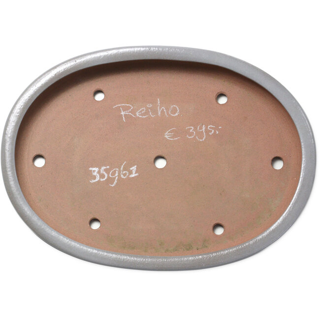 Ovale blauwe bonsaipot van Seizan (Reihou, Kataoka Katsushi, meester Seizan oven) - 455 x 340 x 55 mm