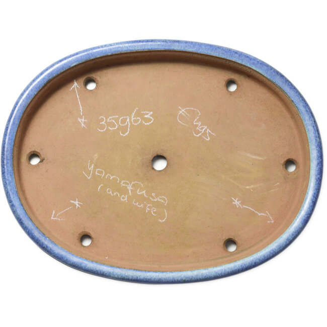 Vaso bonsai ovale blu di Yamafusa e Hosui - 463 x 355 x 60 mm