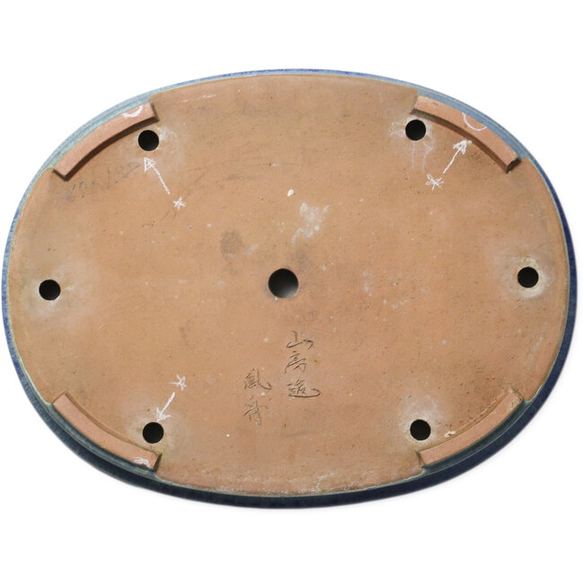 Ovale blauwe bonsaipot van Yamafusa en Hosui - 463 x 355 x 60 mm