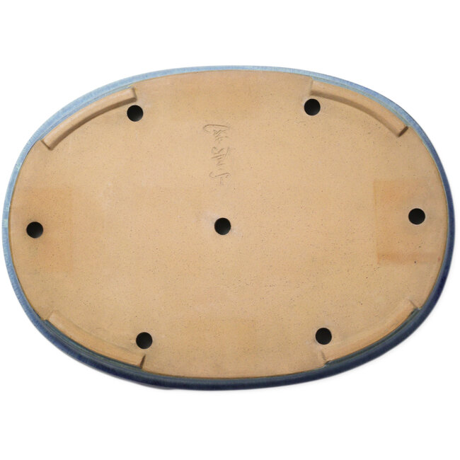 Ovale blauwe bonsaipot van Yamafusa - 473 x 338 x 55 mm