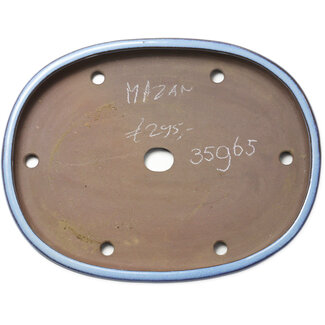  Satomi Mazan, Mazan Terahata 475 mm ovaler blauer Bonsaitopf von Terahata Satomi Mazan, Tokoname, Japan