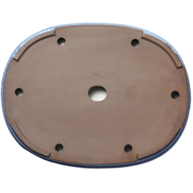 Ovale blauwe bonsaipot van Terahata Satomi Mazan - 475 x 365 x 55 mm