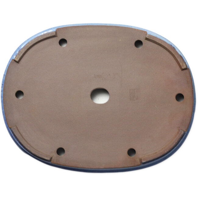 Vaso bonsai ovale blu di Terahata Satomi Mazan - 475 x 365 x 55 mm