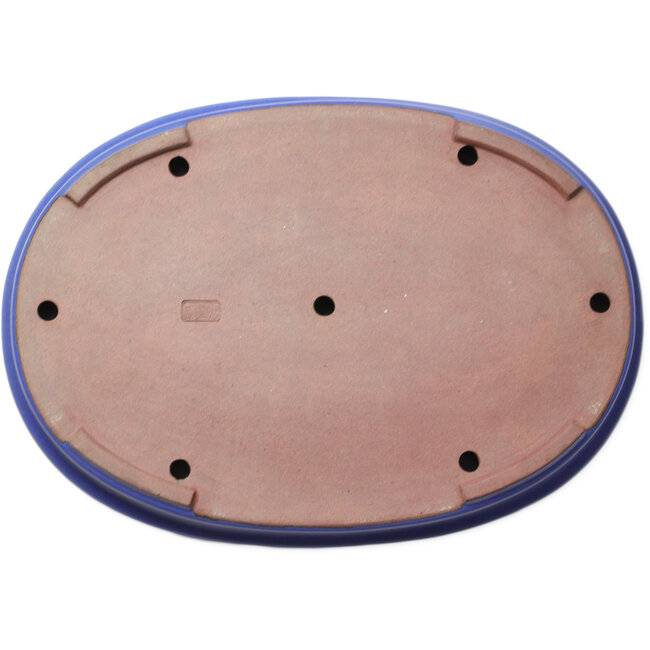 Oval blue bonsai pot by Seizan (Reihou, Kataoka Katsushi, master Seizan kiln) - 510 x 360 x 58 mm