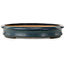 Oval blue bonsai pot by Seizan (Reihou, Kataoka Katsushi, master Seizan kiln) - 520 x 365 x 60 mm