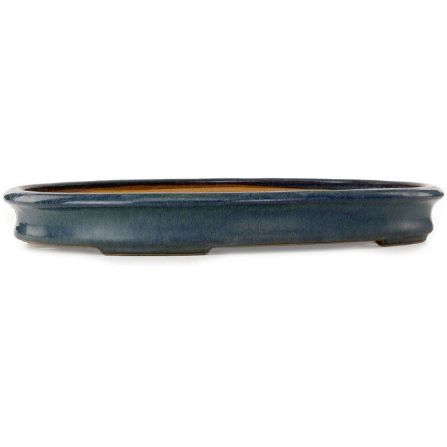 Oval blue bonsai pot by Seizan (Reihou, Kataoka Katsushi, master Seizan kiln) - 520 x 365 x 60 mm