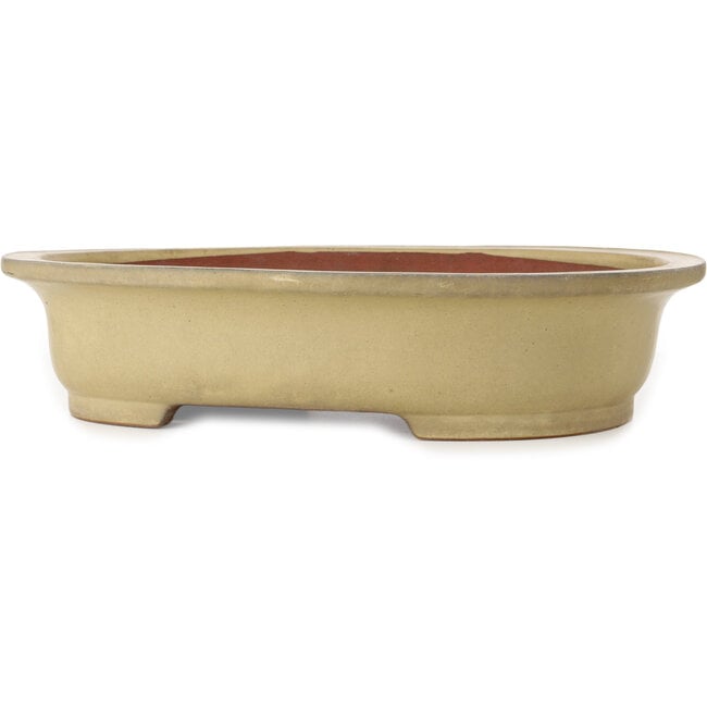 Ovale gebroken witte bonsaipot van Seizan (Reihou, Kataoka Katsushi, meester Seizan oven) - 525 x 415 x 115 mm