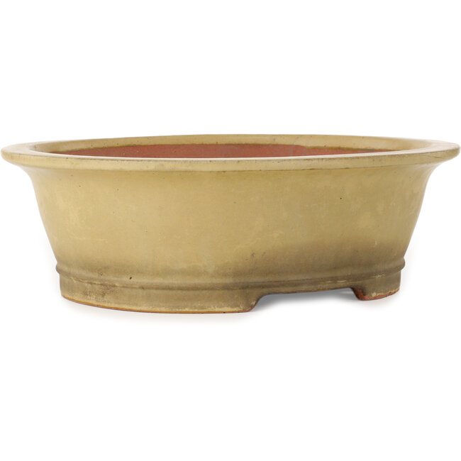 Pot à bonsaï ovale blanc cassé par Seizan (Reihou, Kataoka Katsushi, maître four Seizan) - 410 x 355 x 130 mm