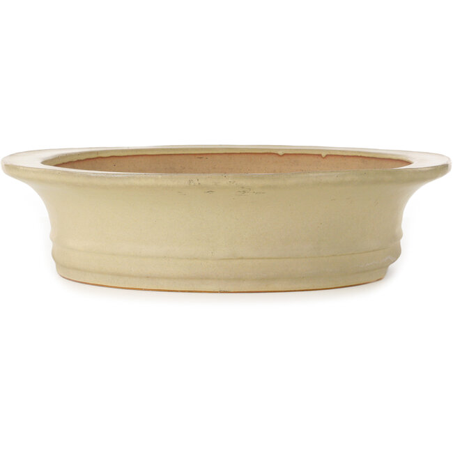 Vaso bonsai ovale bianco sporco di Seizan (Reihou, Kataoka Katsushi, forno del maestro Seizan) - 503 x 405 x 98 mm