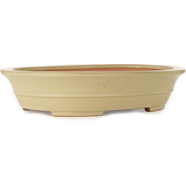 Pot à bonsaï ovale blanc cassé par Seizan (Reihou, Kataoka Katsushi, maître four Seizan) - 515 x 405 x 105 mm