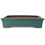 Maceta rectangular para bonsái verde azulado de Seizan (Reihou, Kataoka Katsushi, maestro del horno Seizan) - 460 x 315 x 65 mm