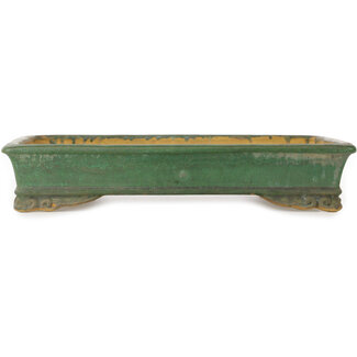  Shuuhou (Hidemi Kataoka) Pot à bonsaï rectangulaire vert de 482 mm, de Shuhou, Tokoname, Japon