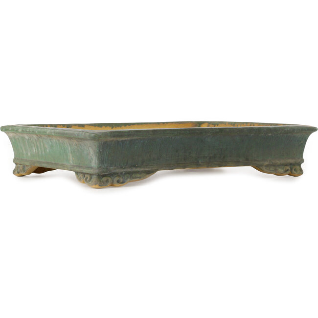 Rectangular green bonsai pot by Shuhou - 482 x 343 x 90 mm