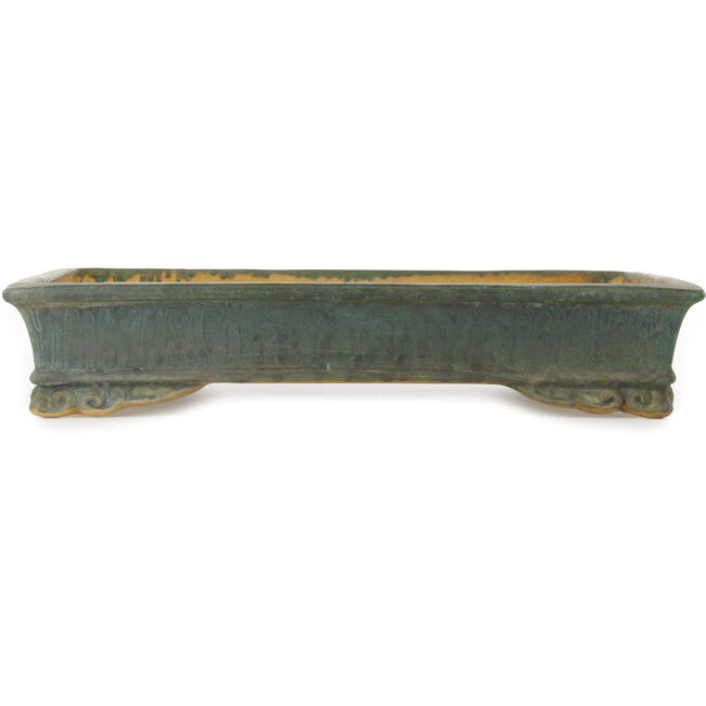 Rectangular green bonsai pot by Shuhou - 482 x 343 x 90 mm