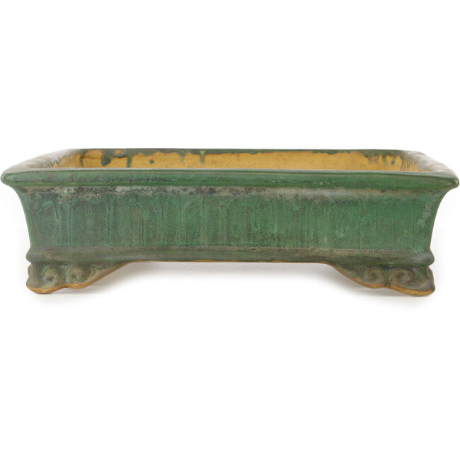 Pot à bonsaï rectangulaire vert de Shuhou - 482 x 343 x 90 mm