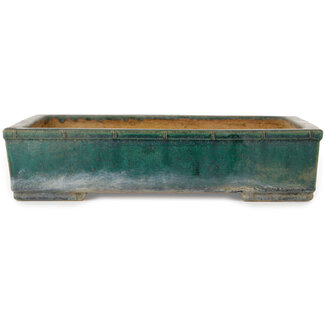 Koyo - Koichirou Aiba  Pot à bonsaï rectangulaire bleu sarcelle de 362 mm de diamètre, de la marque Koyou, Tokoname, Japon